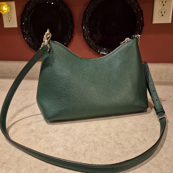 Kate Spade New York Green Pebbled Leather Shoulder Bag With Gold Chain Accent - Picture 2 of 12